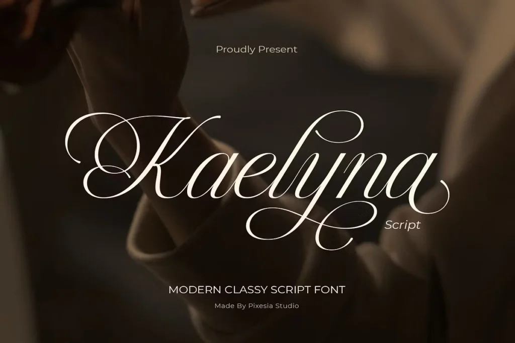 Kaelyna Script Modern Cursive Font elegant title display