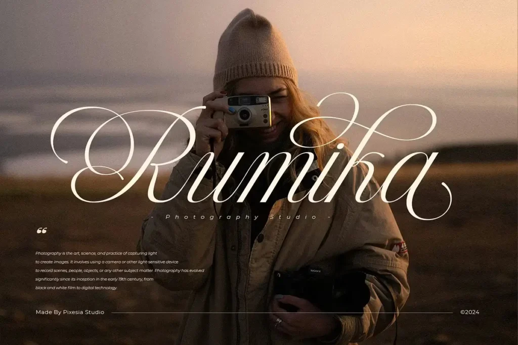 Kaelyna Script Modern Cursive Font in photography branding