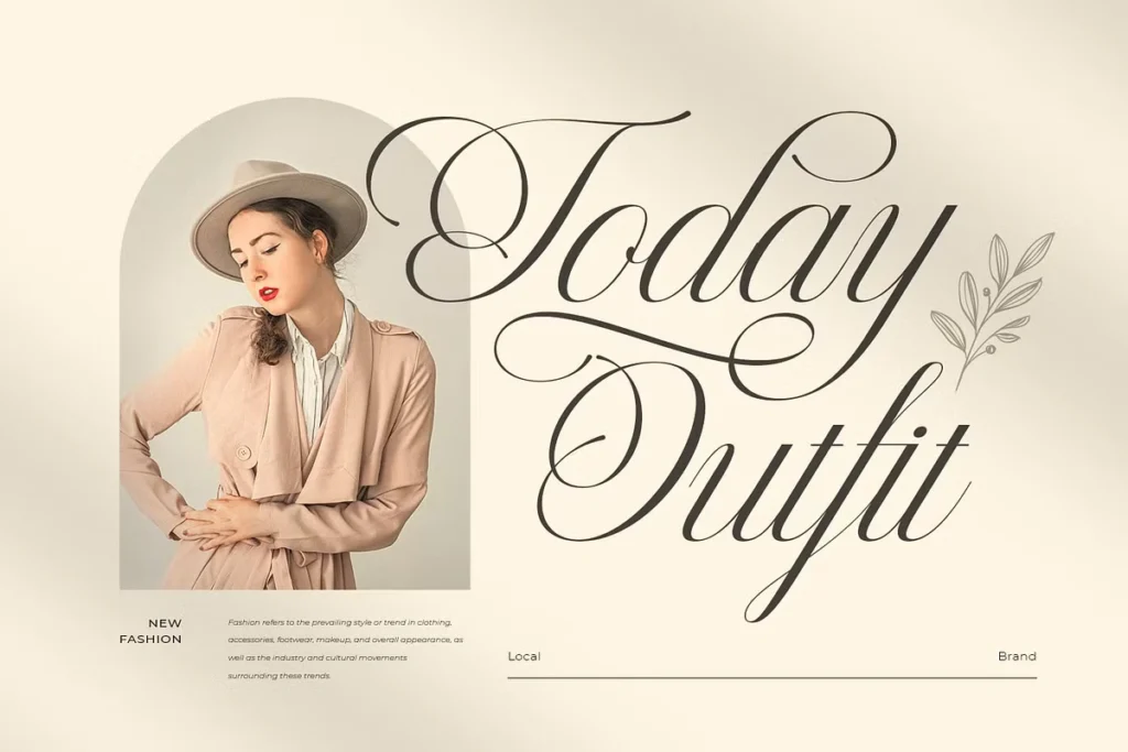 Kaelyna Script Modern Cursive Font in editorial fashion design
