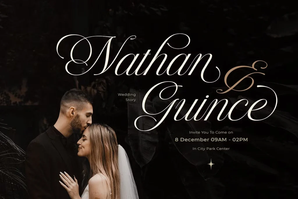 Wedding design using Kaelyna Script Modern Cursive Font