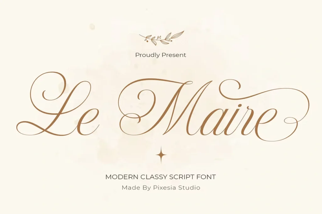 Le Maire Modern Cursive Script Font elegant title display