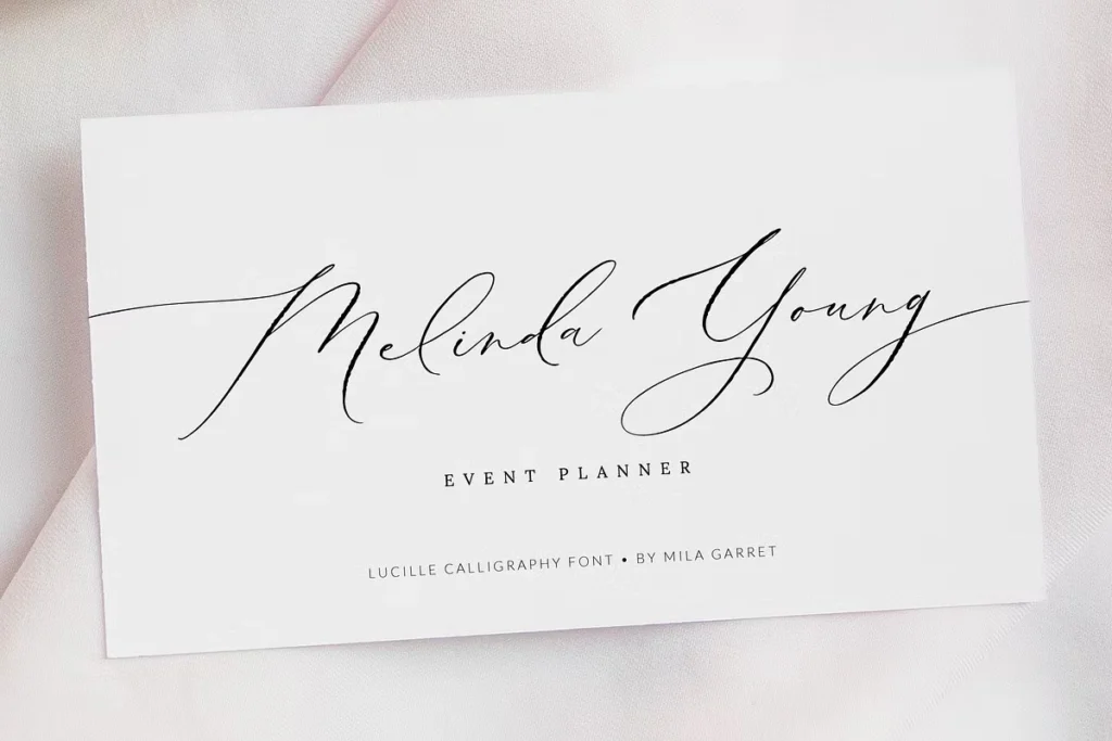 Lucille Wedding Calligraphy Script Font in elegant black lettering