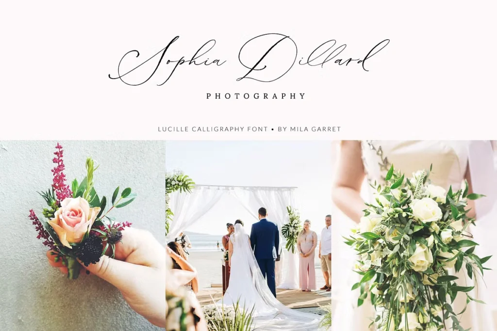 Wedding design using Lucille Wedding Calligraphy Script Font