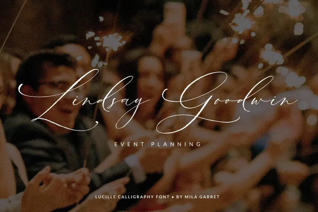 Lucille Wedding Calligraphy Script Font in romantic cursive lettering