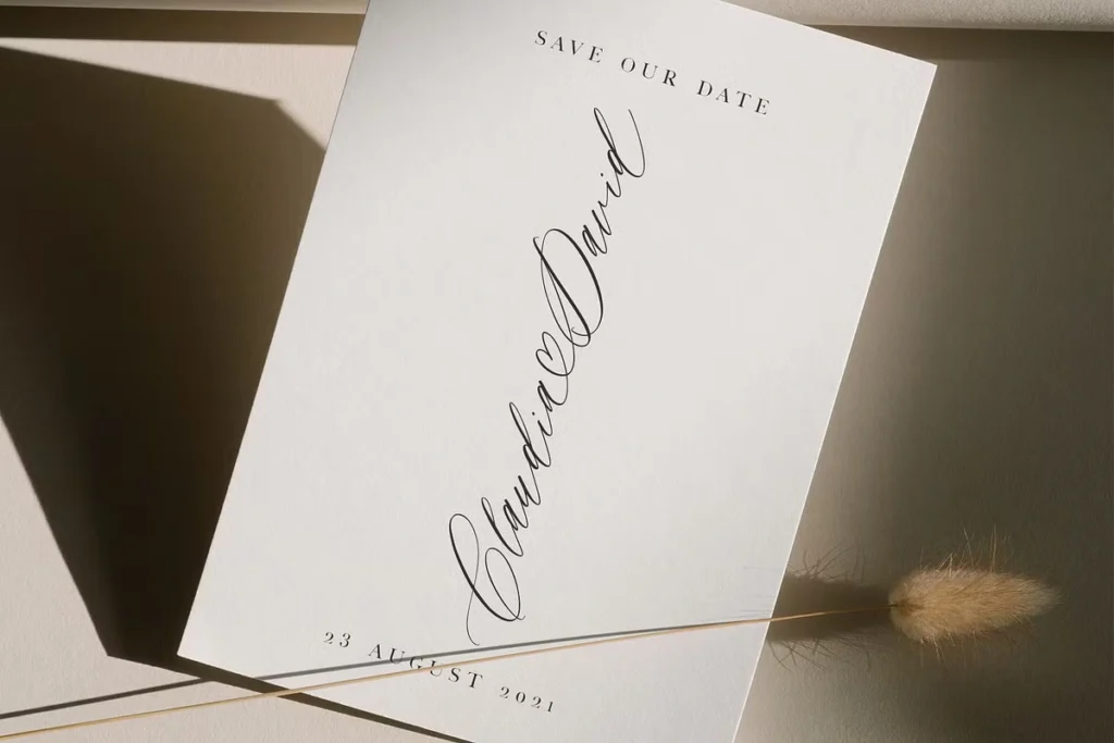 Save the date card with Saint Viet Calligraphy Font in elegant script