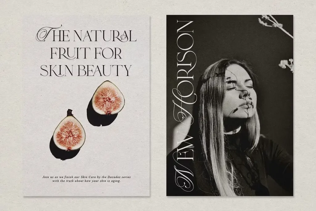 Modern editorial look with Beverly Hills elegant serif font