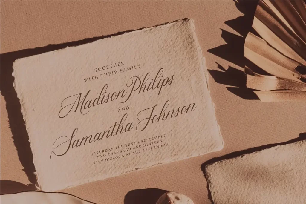 Elegant wedding invitation using Hello Bride script font