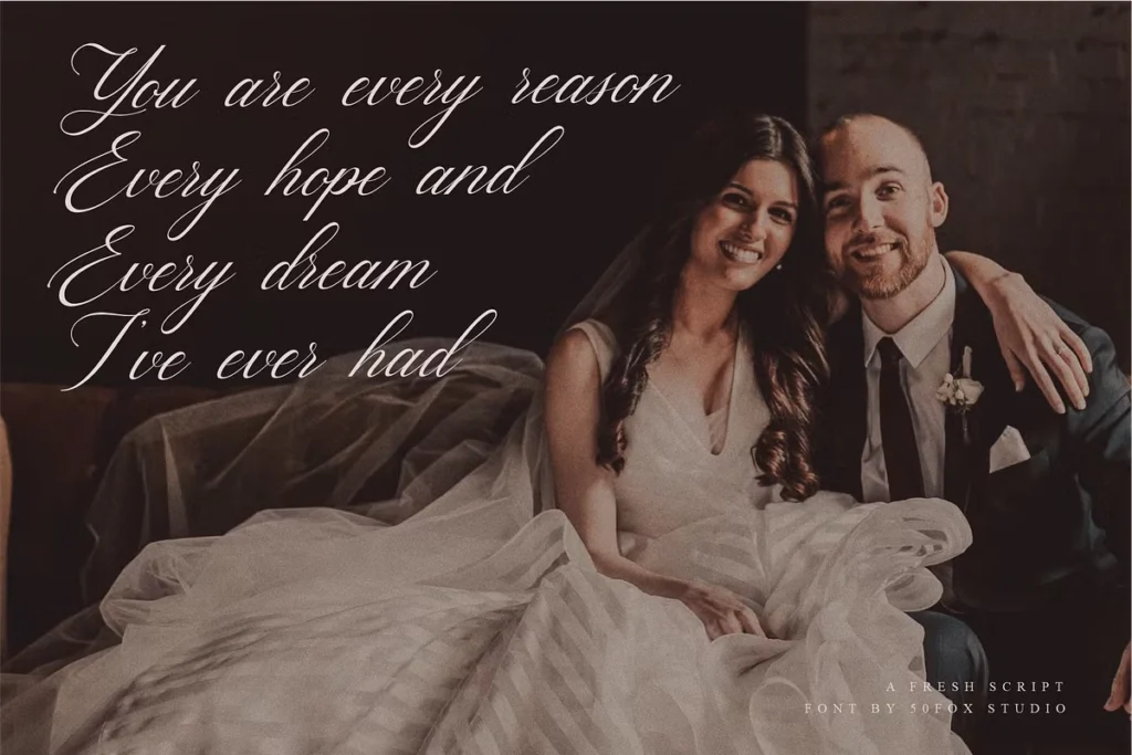 Romantic wedding typography with Hello Bride font