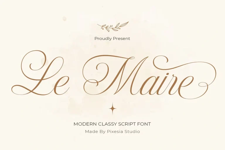 Le Maire Modern Cursive Script Font elegant title display