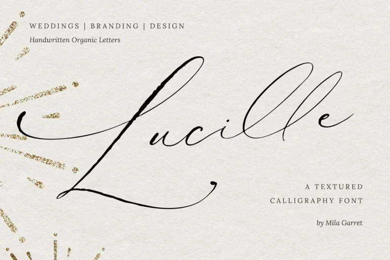 Lucille Wedding Calligraphy Script Font with textured elegant letters