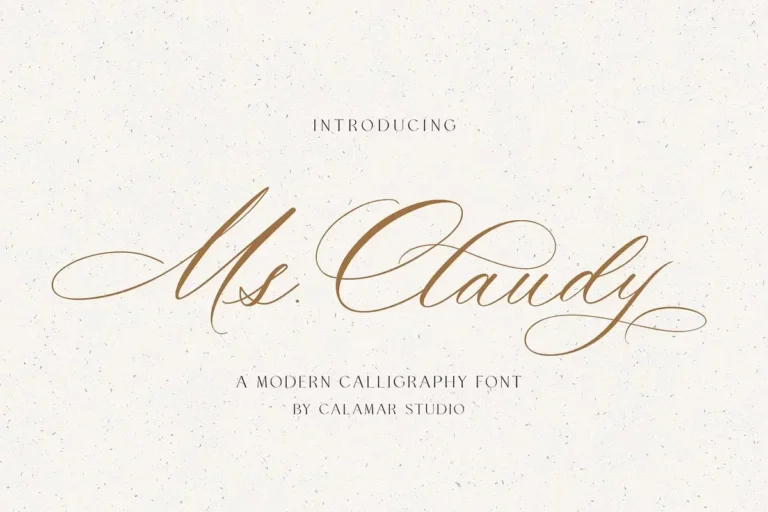 Ms. Claudy Calligraphy Font with refined and elegant swashes