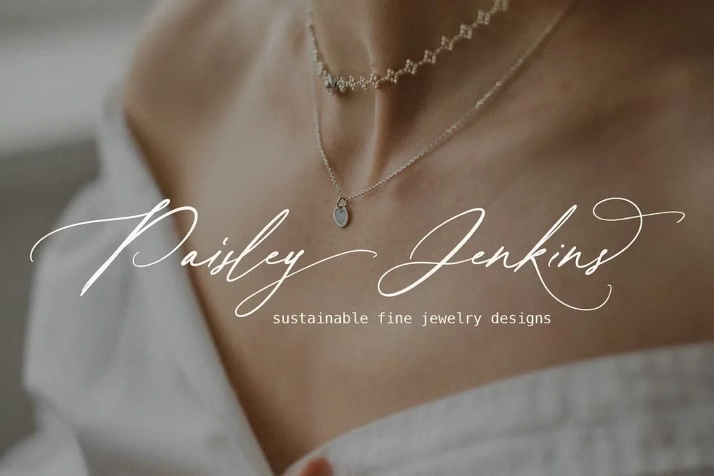 Vintage Heirloom calligraphy font used for jewelry branding
