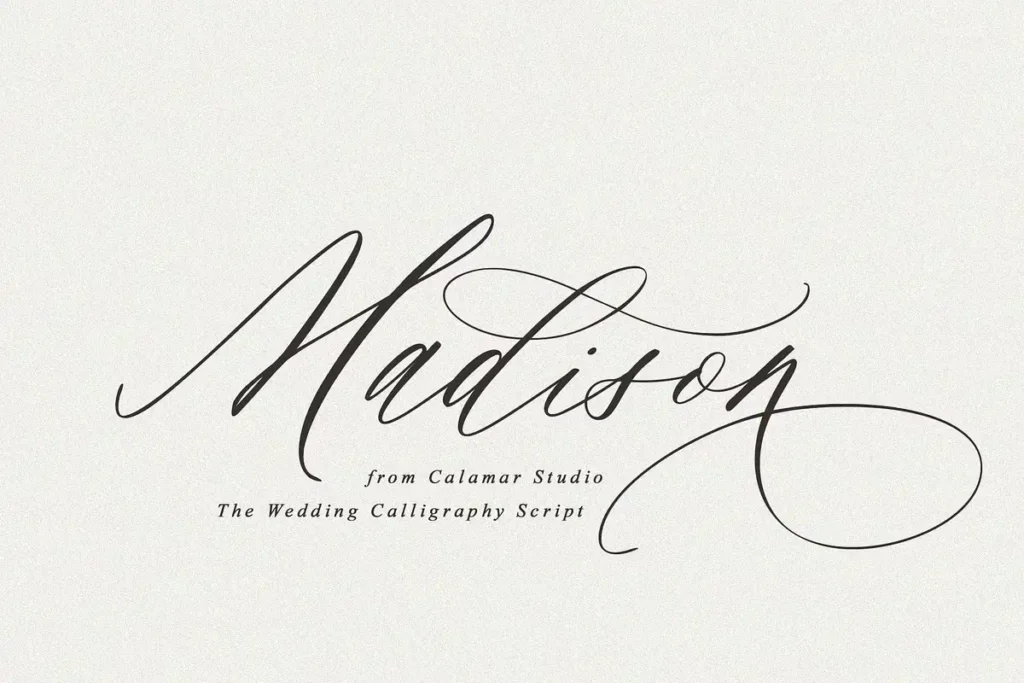 Saint Viet wedding font with romantic calligraphy and elegant flowing lines