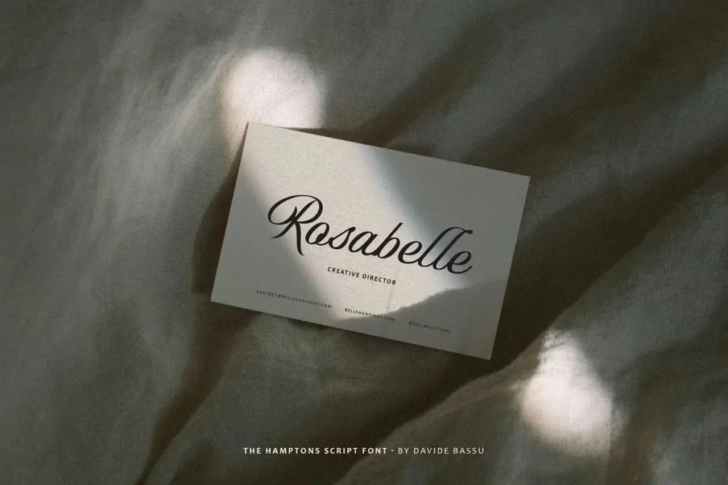 Business card mockup featuring The Hamptons Script Font