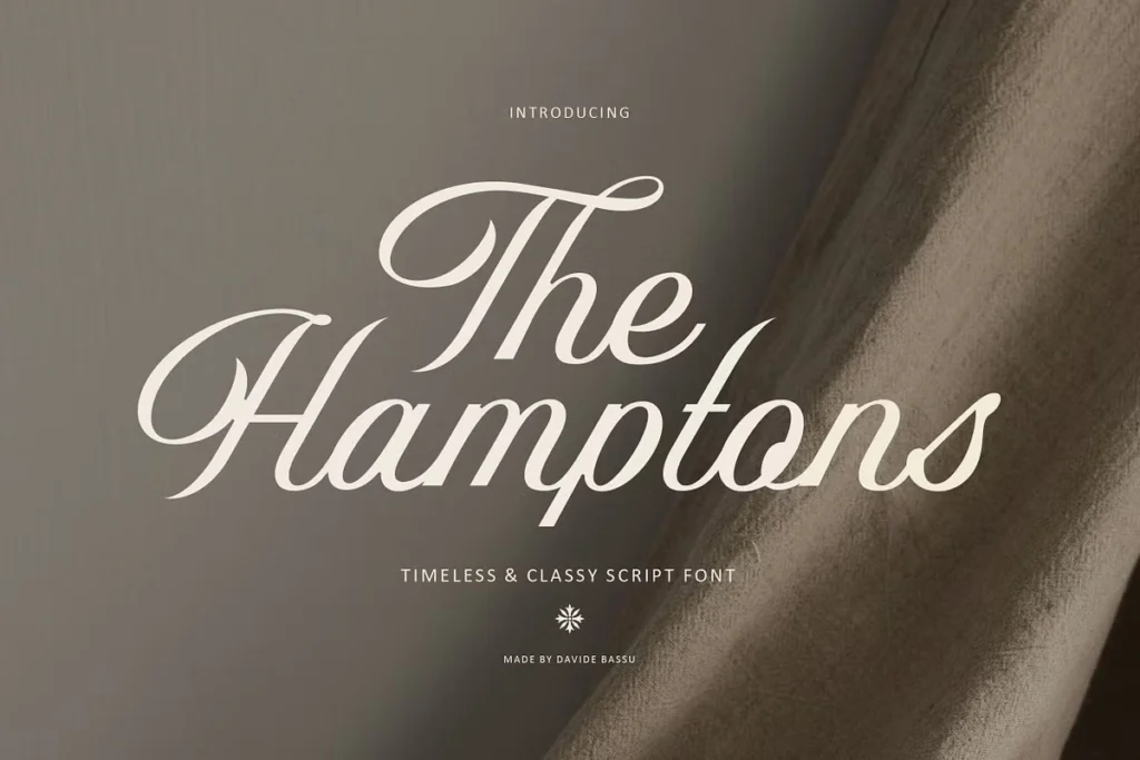Elegant script font The Hamptons for wedding invitation design