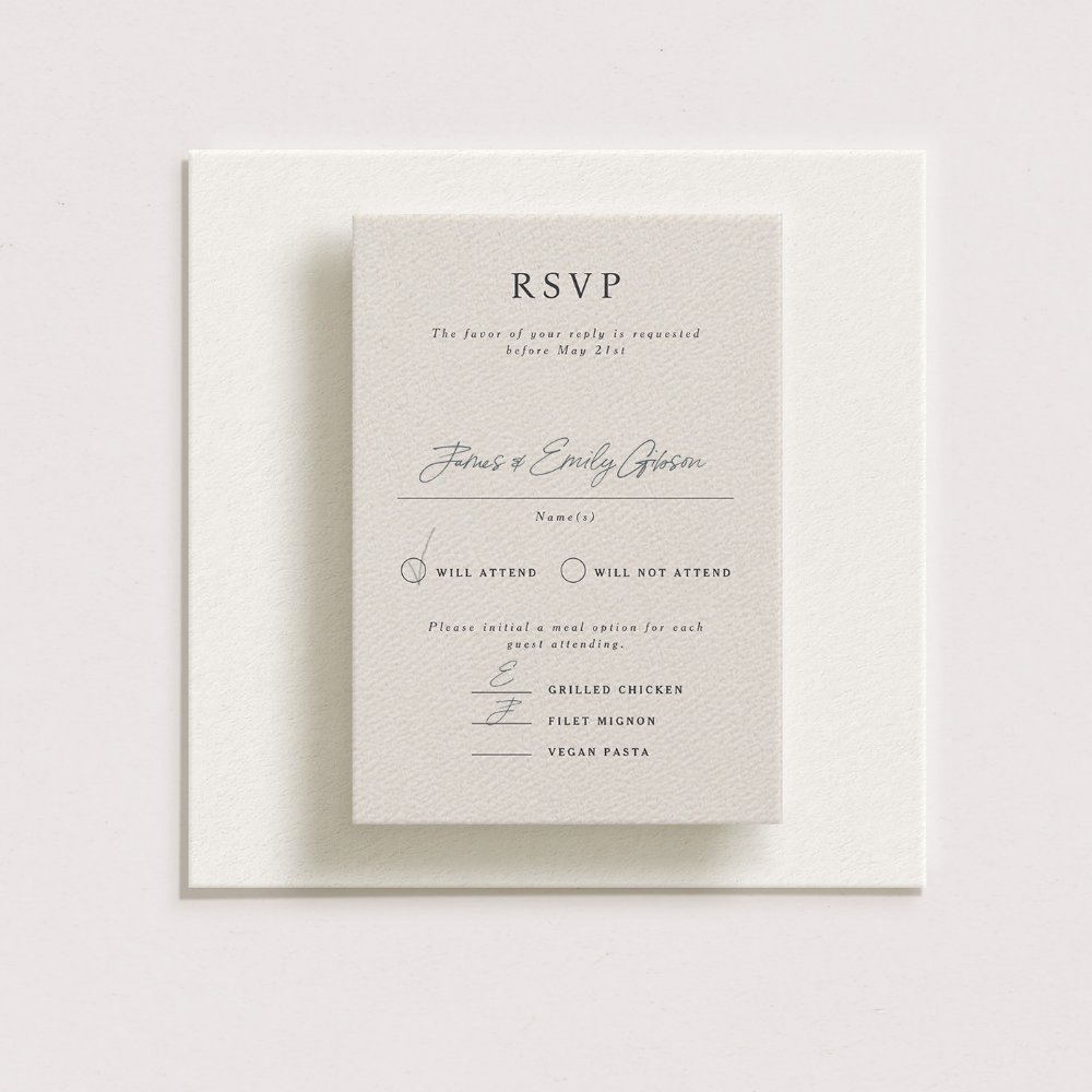 Printable wedding RSVP template in classic style