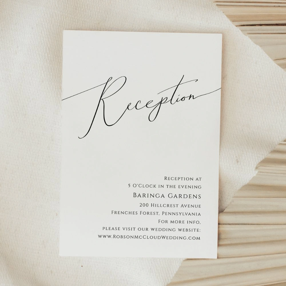 Minimalist modern reception enclosure card design